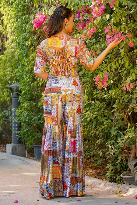 Ankur J Multi Print Designer Kurta & Sharara Set 