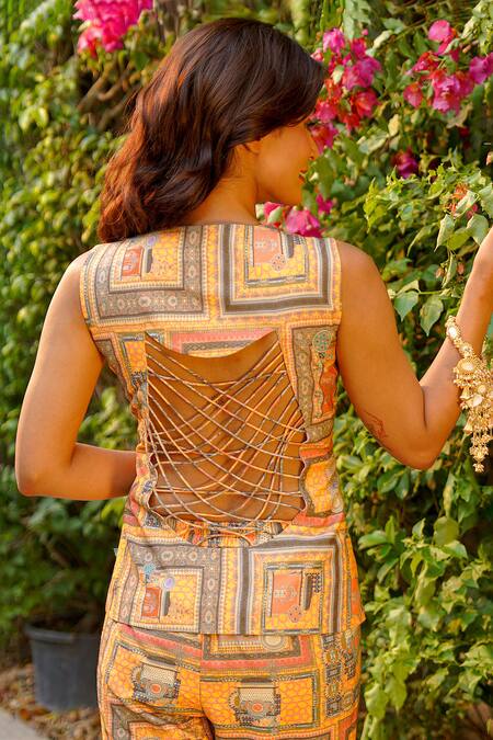 Buy_Ankur J_Multi Color Silk Tassels V-neck Pattern Dola Kurta And Gharara Set 