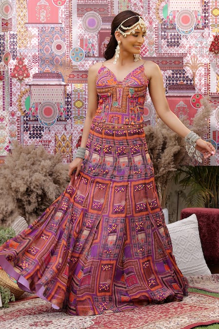 Ankur J Designer Purple Dola Silk Lehenga Set 