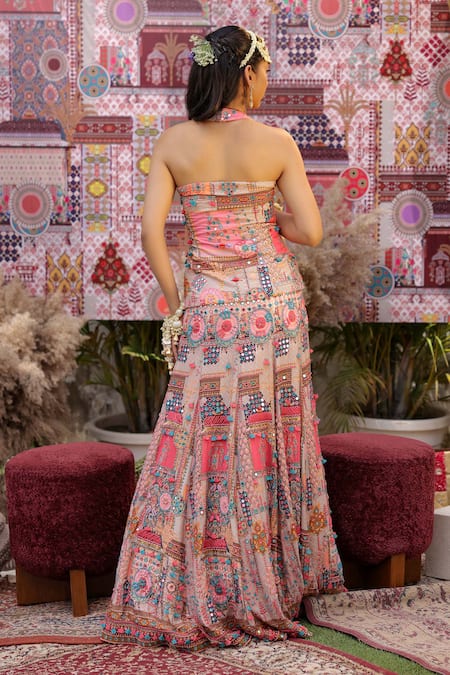 Ankur J Multi Dola Silk Embroidered Lehenga Set 