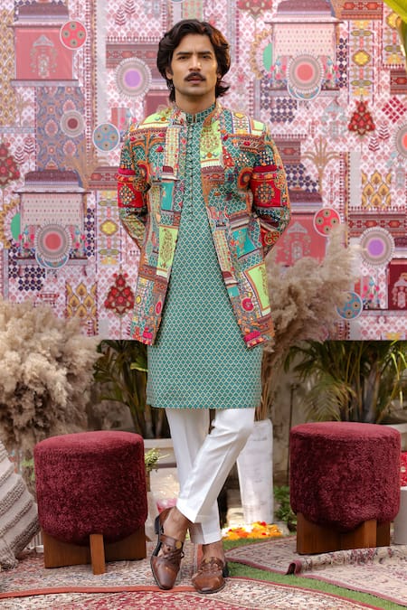 Ankur J Multi Color Designer Bandhgala Kurta Set 