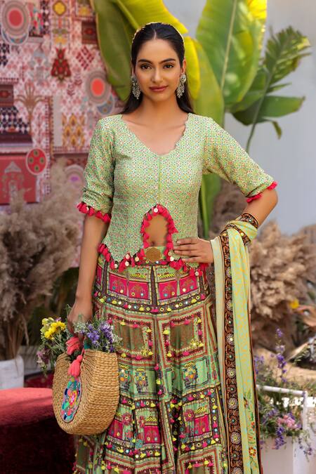 Buy Ankur J Green Silk Sequins, Embroidery V-neck Designer Dola Lehenga Set Online at Aza Fashions Buy_Ankur J_Green Silk Sequins, Embroidery V-neck Designer Dola Lehenga Set _Online_at_Aza_Fashions