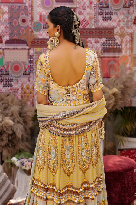 Ankur J_Yellow Georgette Embroidery V-neck Designer Anarkali Set _Online_at_Aza_Fashions