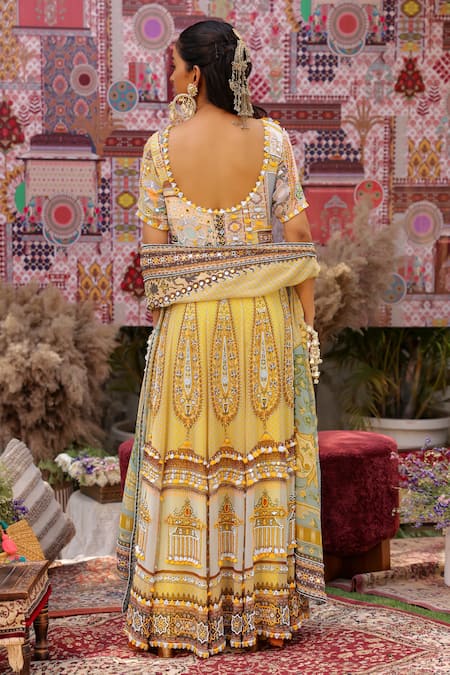 Ankur J Designer Yellow Georgette Anarkali Set 