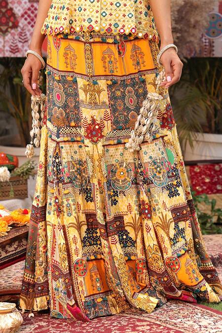 Buy Ankur J Yellow Silk Tassels, Beads Round Neck Designer Lehenga And Blouse Set Online at Aza Fashions Buy_Ankur J_Yellow Silk Tassels, Beads Round Neck Designer Lehenga And Blouse Set _Online_at_Aza_Fashions