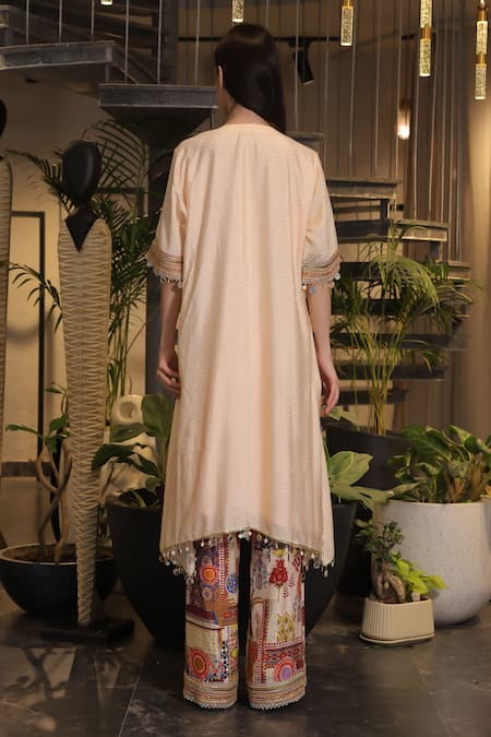 Ankur J Embroidered Peach Kaftan & Pant Set 