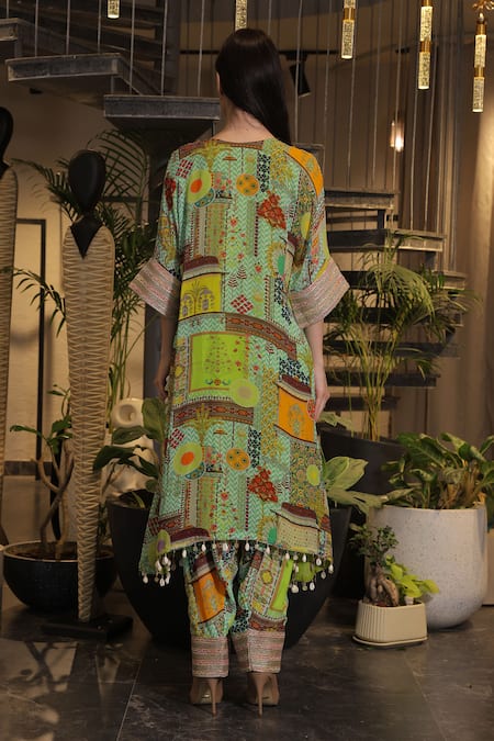 Ankur J Multi Color Designer Kaftan & Pant Set 