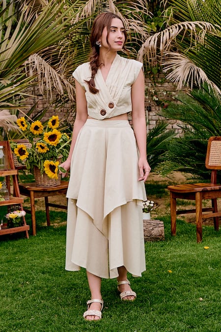House Of Fett Ivory Designer Alaya Co-Ord Set 