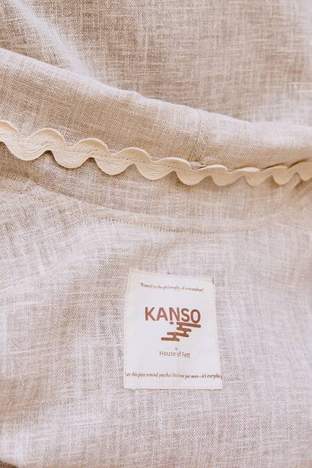 House Of Fett_Ivory Linen V-neck Chiba Co-ord Set _at_Aza_Fashions