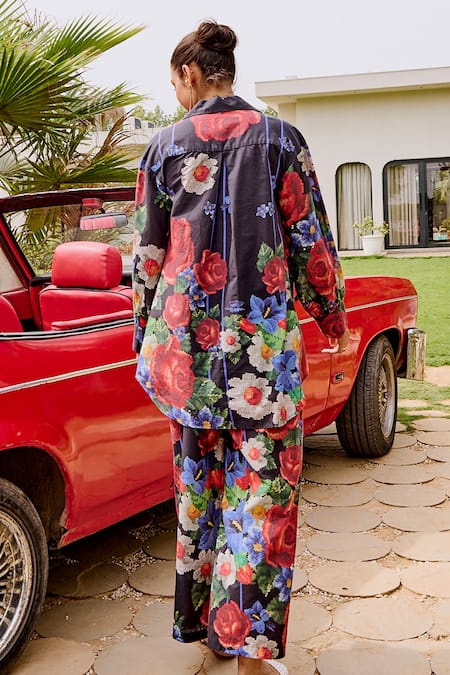 House Of Fett Floral Print Cotton Co-Ord Set 