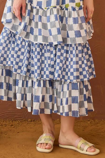 Buy Taro Multi Color Cotton Sweetheart Neck Azure Mosaic Block Printed Dress Online at Aza Fashions Buy_Taro_Multi Color Cotton Sweetheart Neck Azure Mosaic Block Printed Dress _Online_at_Aza_Fashions