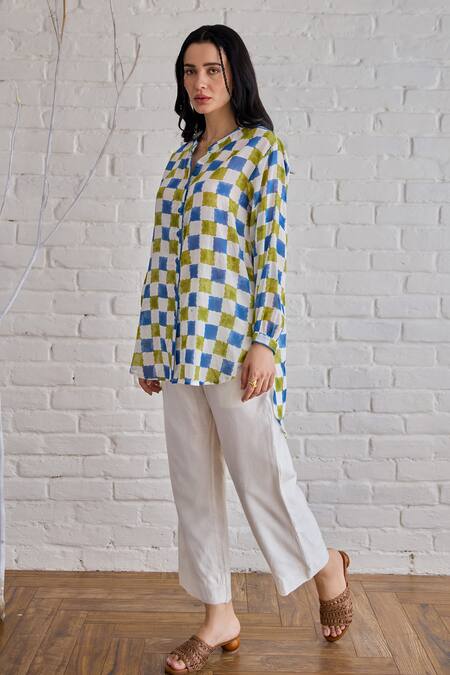 Taro Multi Color Cotton Collared Block Printed Multicolour Shirt Online at Aza Fashions Taro_Multi Color Cotton Collared Block Printed Multicolour Shirt _Online_at_Aza_Fashions