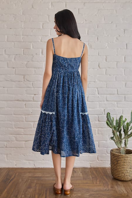 Taro Starlit Indigo Confetti Dot Dress 