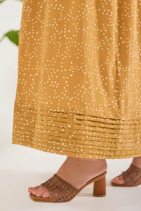 Buy_Taro_Mustard Cotton Round Neck Mirage Co-ord Set 