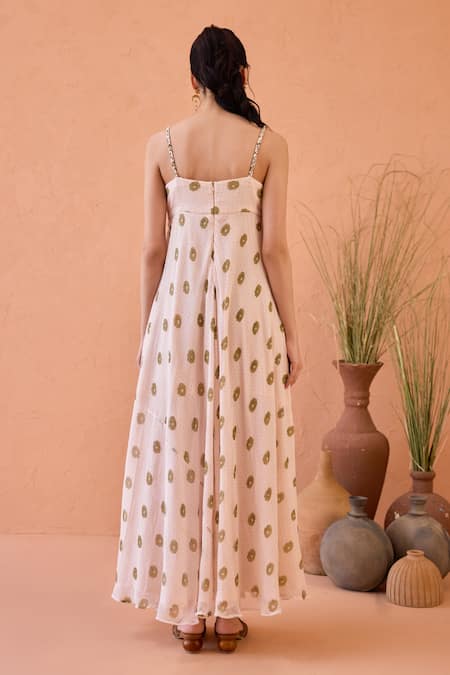 Taro Blush Bloom Hand-Block Print Dress 