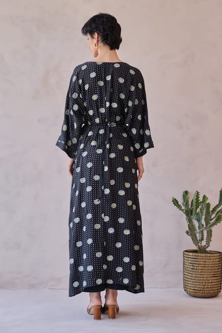Taro Daisy Drift Hand-Block Print Kaftan Dress 