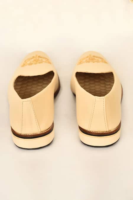 Shop_Arihant Rai Sinha_Beige Embroidered Mojaris _Online_at_Aza_Fashions