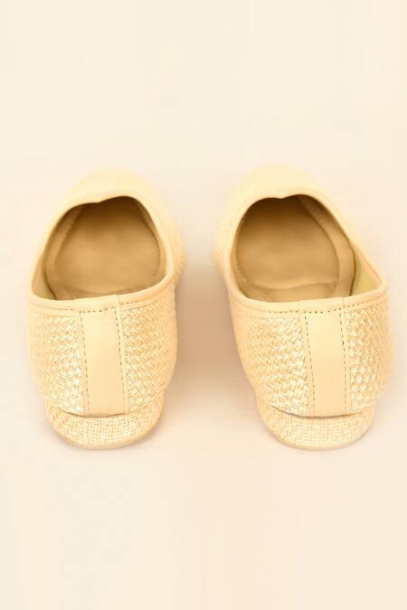 Shop_Arihant Rai Sinha_Beige Woven Mojaris With Stitch Detailing _Online_at_Aza_Fashions