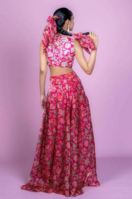 Damoiselle Floral Fiesta Crop Top Lehenga Set 