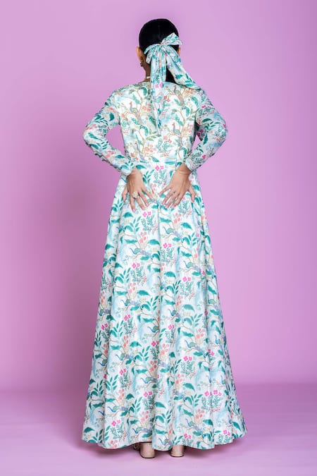 Damoiselle Ivory Serenade Embroidered Anarkali Gown Set 