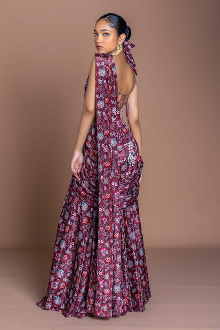 Damoiselle Pearl Embroidered Midnight Rani Saree 