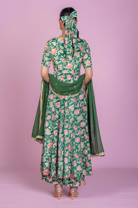 Damoiselle Floral Print Anarkali Kurta Set 