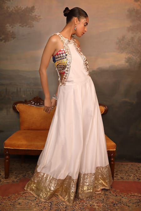 Jigya Japra White Chanderi Jumpsuit Set 