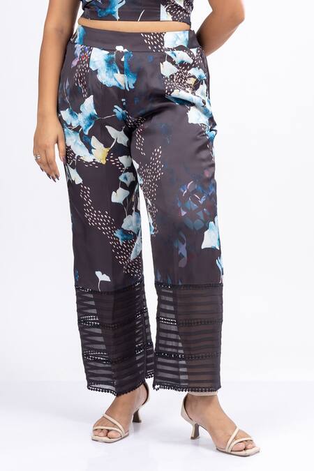 Shop_Mamicha_Black Satin, Crepe Sequins Scoop Neck, Collared Mystic Dusk Co-ord Set