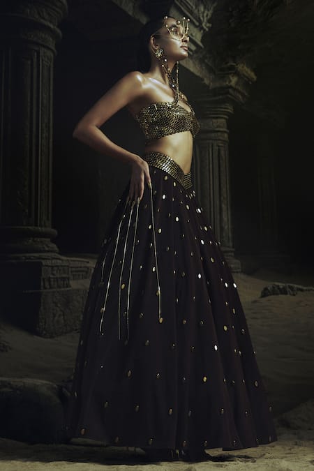 Nikhil Thampi Cocoa Brown Beaded Lehenga Set 