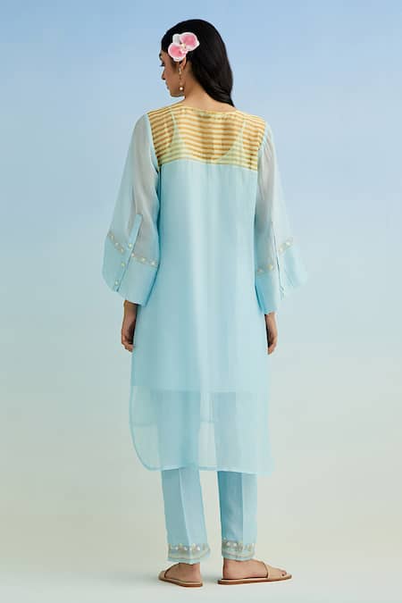 Anantaa By Roohi Blue Kurta Set with Yellow Dupatta