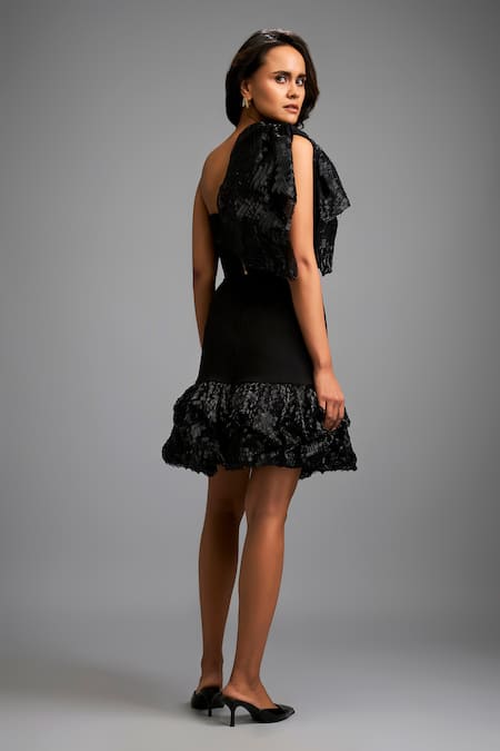 Deepika Arora Black Designer Top & Skirt Set 