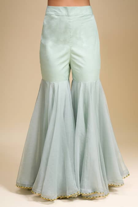 Shop_Anushree Reddy_Blue Embroidery Square Neck Malaika Sharara Set _Online_at_Aza_Fashions