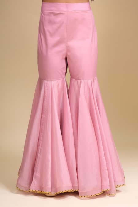 Anushree Reddy_Pink Embroidery Square Neck Malaika Sharara Set _Online_at_Aza_Fashions