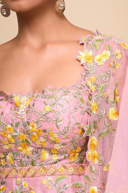 Buy_Anushree Reddy_Pink Embroidery Square Neck Malaika Sharara Set _Online_at_Aza_Fashions