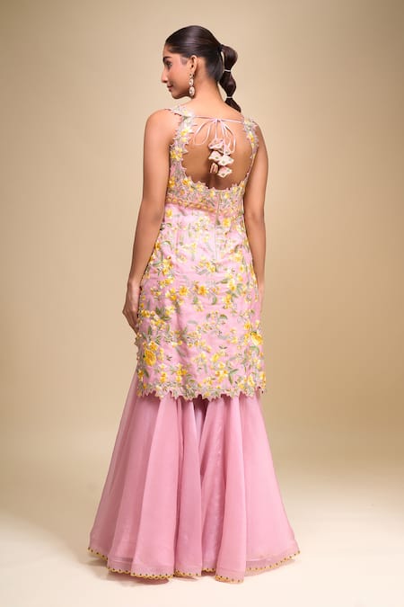 Anushree Reddy Malaika Pink Floral Sharara Set 