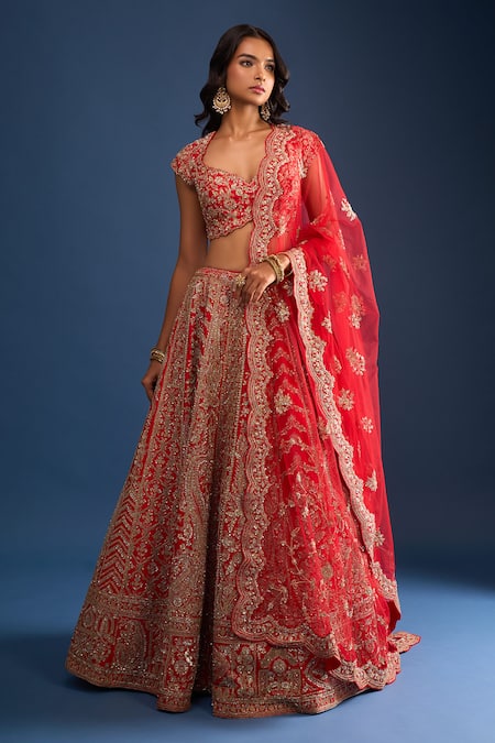 Buy Kalighata Red Tassels, Sequins, Embroidery Sweetheart Neck Mushafir Bridal Lehenga Set Online at Aza Fashions Buy_Kalighata_Red Tassels, Sequins, Embroidery Sweetheart Neck Mushafir Bridal Lehenga Set _Online_at_Aza_Fashions