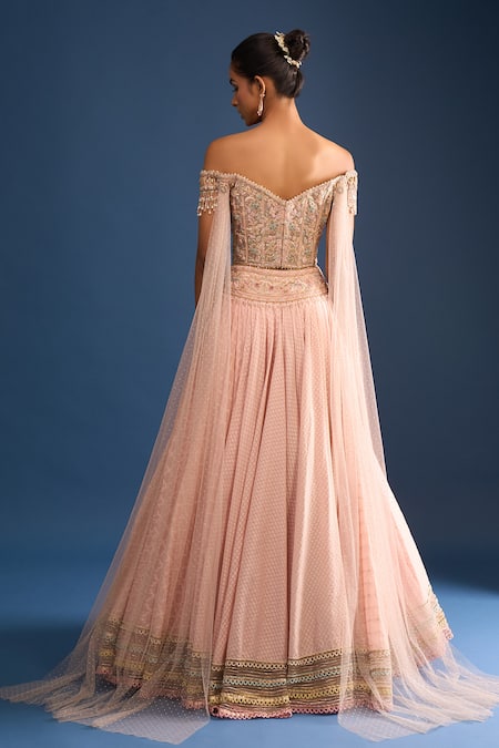 Tarun Tahiliani Blush Pink Corset Lehenga Set 
