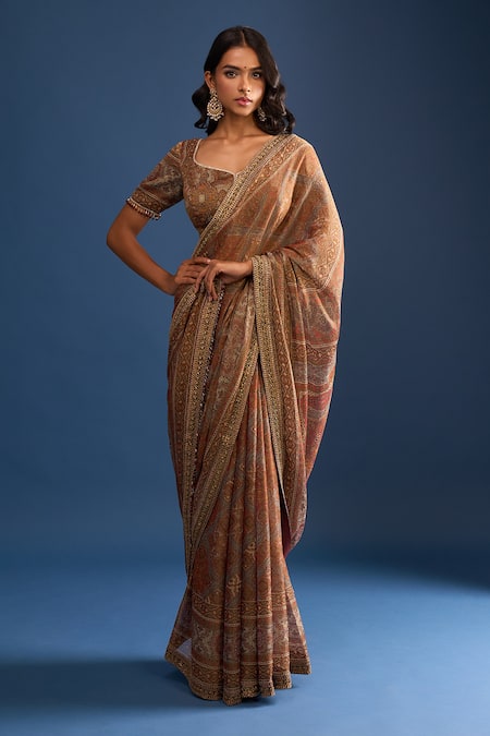 Tarun Tahiliani Printed Saree & Blouse Set 