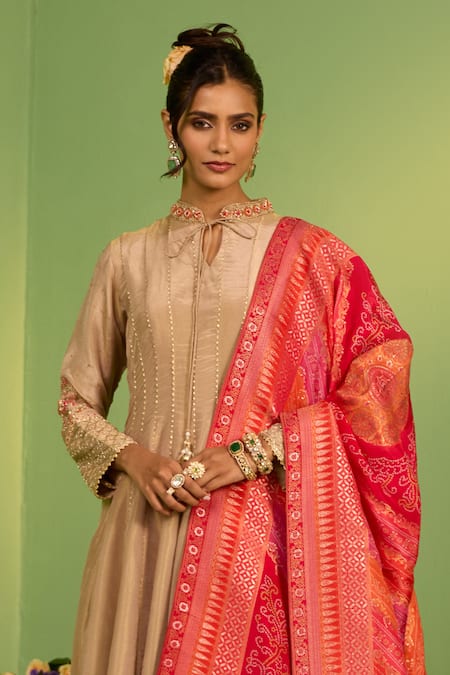 House Of Armuse Brown Silk Gota Patti Round Neck Nyomi Suit Set Online at Aza Fashions House Of Armuse_Brown Silk Gota Patti Round Neck Nyomi Suit Set _Online_at_Aza_Fashions