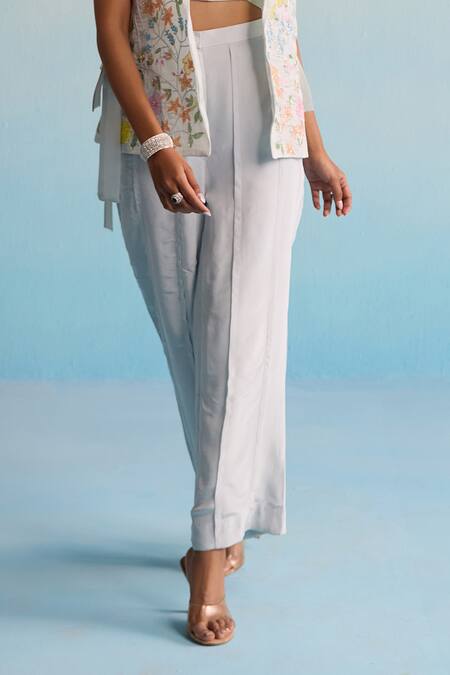 Buy House Of Armuse Blue Organza, Crepe Embroidery Open , Square Lilou Coord Set Buy_House Of Armuse_Blue Organza, Crepe Embroidery Open , Square Lilou Coord Set