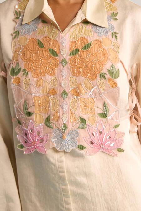 House Of Armuse Yellow Modal, Silk Embroidery, Cut Work Collared Lemon Handpainted Coord Set Online at Aza Fashions House Of Armuse_Yellow Modal, Silk Embroidery, Cut Work Collared Lemon Handpainted Coord Set _Online_at_Aza_Fashions