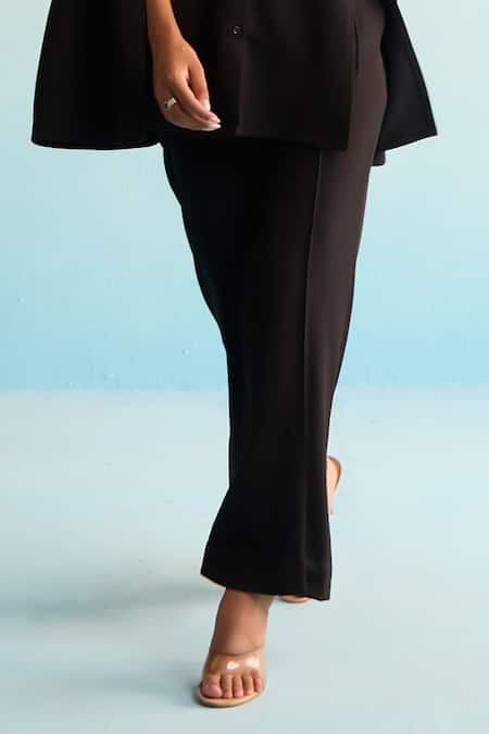 Buy_House Of Armuse_Black Twill Zari Collared Embroidered Valeska Coord Set _Online_at_Aza_Fashions