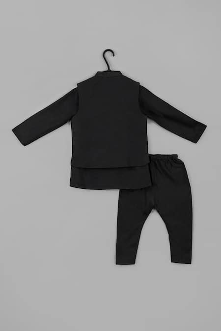 Little Brats Black Palki Embroidered Kurta Set 