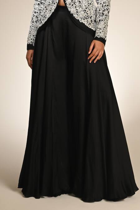 COUTURE BY NIHARIKA_White Organza Embroidery Round Neck Designer Jacket And Pant Set _Online_at_Aza_Fashions