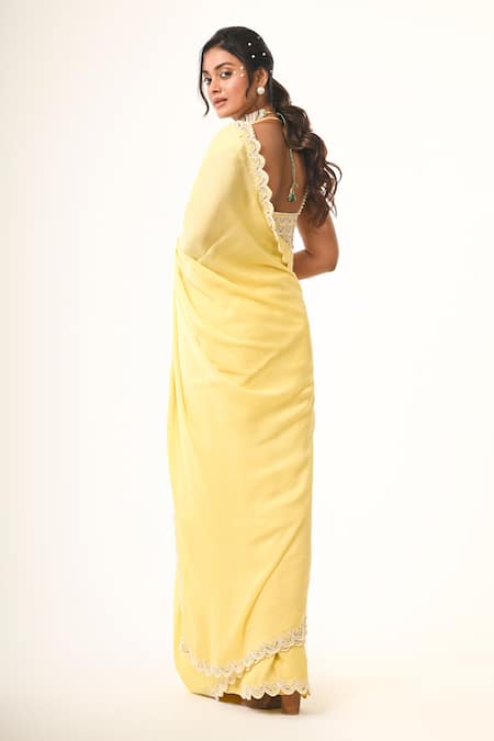 COUTURE BY NIHARIKA Designer Yellow Organza Saree Set 