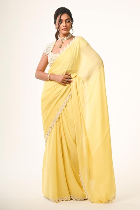COUTURE BY NIHARIKA Designer Yellow Organza Saree Set 
