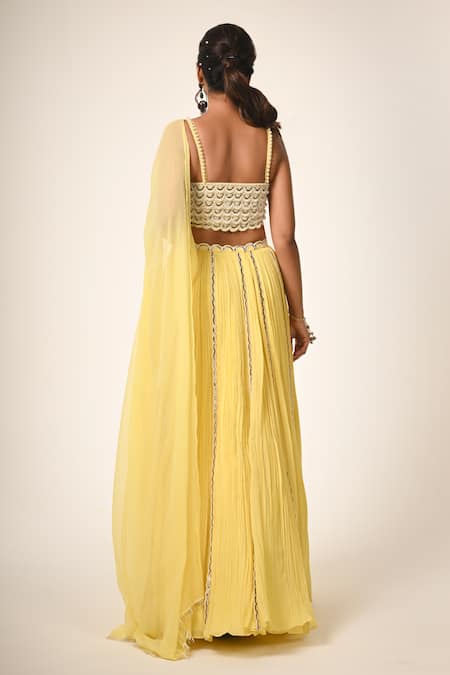 COUTURE BY NIHARIKA Designer Yellow Organza Dupatta Set 