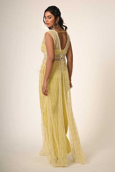 COUTURE BY NIHARIKA Designer Yellow Cape Set 