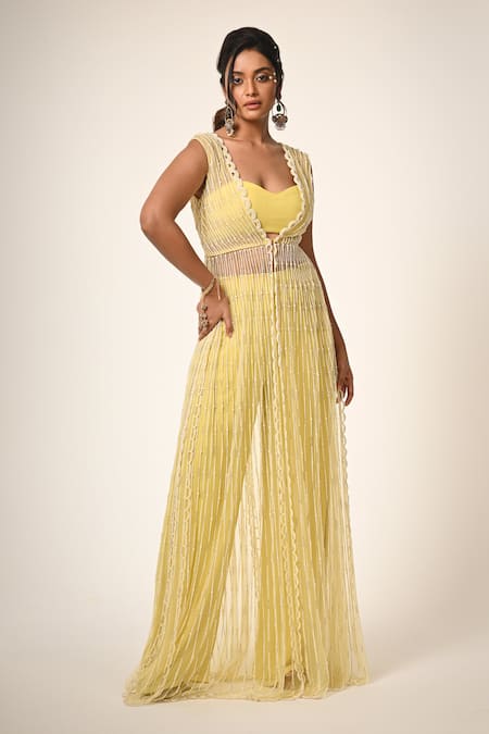 Couture By Niharika Designer Yellow Cape Set 