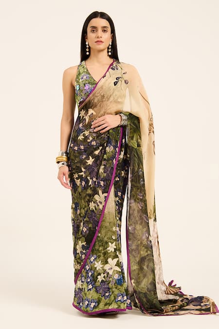 Ruhr India Mayuri Sequins Hand Work Saree Set 